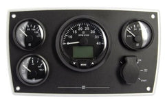VETUS Aluminium engine panel type MPA34 CAN, 24 V, 4 black instruments (0-4000 rpm) MPA34CANBS4