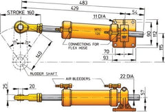 VETUS Cylinder type MTC125, for Ø 10 mm tubing, (incl. 10 mm connectors) MTC12510