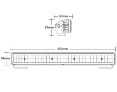 Marine LED Light Bar Double 550mm 9-32v Wht