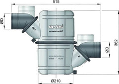 VETUS Rotatable waterlock/muffler type NLP75, with rotating inlet and outlet for Ø 75 mm hose NLP75