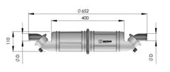 VETUS Rotatable waterlock/muffler type NLPH, horizontal, with rotating inlet and outlet for Ø 45 mm hose NLPH45