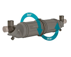 VETUS Rotatable waterlock/muffler type NLPH, horizontal, with rotating inlet and outlet for Ø 45 mm hose NLPH45
