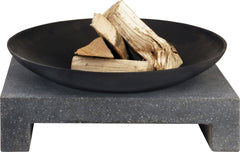 Ignite 59cm Premium Round Firepit/Planter with Square Granite Look Base - Heavy Duty, Ideal for Outdoor Entertaining