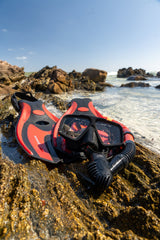 Abrolhos Adult Silicon Mask, Fin and Snorkel Set - Red