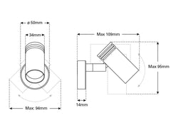 DLight JACOB Wht LED w/Switch 10-30v