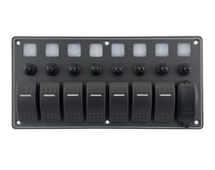 Switch Panel Alum. 7 Gang w/USB Charger