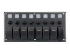 Switch Panel Alum. 7 Gang w/USB Charger