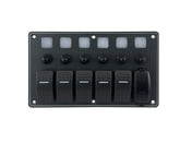 Switch Panel Alum. 5 Gang w/USB Charger
