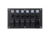 Switch Panel Alum. 5 Gang w/USB Charger