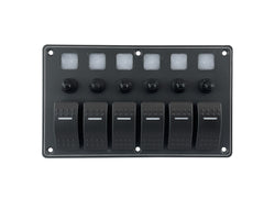 Switch Panel Alum. 6 Gang 12/24v