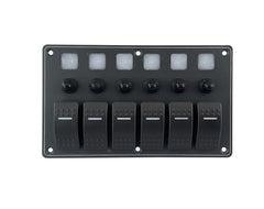 Switch Panel Alum. 6 Gang 12/24v