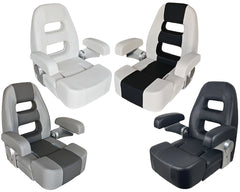 Seat HM58 Flip-UP LG Wht/ Blk Text Fab