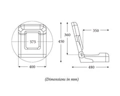 Seat S40 Fold Off Wht/DkBlue Piping
