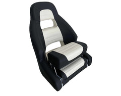 Seat RM52 Flip-Up Carb. Blk/Wht Embossed