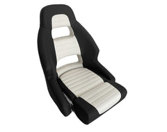 Seat RM52 Flip-Up Carb. Blk/Wht Embossed