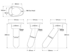 Rod Holder Oval Stainless Steel 0Deg