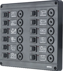 VETUS Switch panel type P12 with 12 circuit breakers, 24 V P12CB24