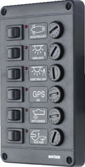 VETUS Switch panel type P 6 with 6 fuses, 12 V P6F12