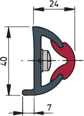 VETUS Vinyl rubbing strake, dark grey, POLY 40 x 31 mm, coil of 20 m, (price per m) POLY4031