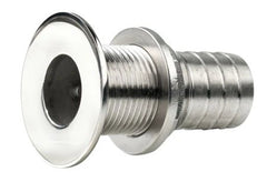 VETUS Thru-hull, stainless steel (AISI 316), flush flange, polished finish, G3/8'', with hose connection Ø 15 mm QG05MC-15