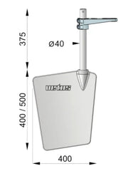 VETUS Stainless steel (AISI 316) rudder L= 400 mm, incl. rudder arm RUDS4040