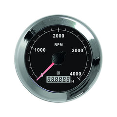 VETUS Revolution counter/hour counter, black, 12/24 V, (0-4000 RPM), cut-out size Ø 100 mm TACHB4000