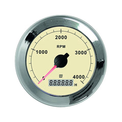 VETUS Revolution counter/hour counter, cream, 12/24 V, (0-4000 RPM), cut-out size Ø 100 mm TACHN4000