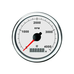 VETUS Revolution counter/hour counter, white, 12/24 V, (0-5000 RPM), cut-out size Ø 100 mm TACHW5000