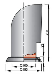 VETUS Cowl ventilator Ø 100 mm ID, type Tom, Stainless Steel AISI 316, with white interior (incl. ring and nut) TOM316WR