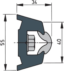 VETUS Vinyl rubbing strake, dark grey, TRAP 55 x 34 mm, coil of 30 m, (price per m) TRAP5534L