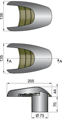 VETUS Shell ventilator type Typhoon Ø 75 mm TYP75