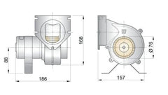 VETUS Extraction ventilator 24 V, Ø 76 mm, incl. mounting bracket and in-line hose connection flange VENT7624A