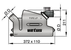VETUS Waterlock type LP45, with rotating inlet and fixed outlet for Ø 45 mm hose WLOCKL45R