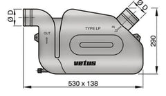 VETUS Waterlock type LP75, with fixed hose connections for Ø 75 mm hose WLOCKLP75