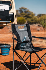 Karridale Foldable Camp Chair, High-Tensile Steel Frame, Drink Holder, Weight Rated 135kg, Carry Bag with Shoulder Strap