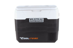 Wildtrak™ Coolite 50L Portable Fridge/Freezer, Simple Control Buttons, LED Lights, Fast Freezing, USB Charging, Quality Compressor, Low Noise, 4 Cup Blow Mould Top, 12/240V Power Leads, Built-in Tie Down Points, Heavy Duty Transit Bag