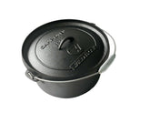 Cast Iron 12 Quart Heavy Duty Pre-Seasoned Round Camp Oven with Lip and Handle