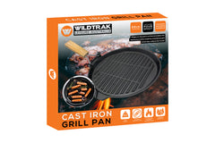 Wildtrak™ Pre-Seasoned Cast Iron Round Skillet/Grill Pan with Wooden Handle 24cm