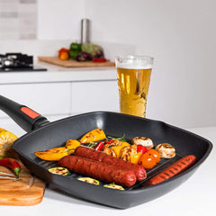 28CM NON STICK GRILL PAN WITH DETACHABLE HANDLE