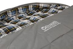 Frankland Jumbo Hooded Sleeping Bag, -2 to -7°C, Flannel Inner, Cotton Canvas Outer Shell, Auto Lock Zips, Sewn-through Contruction, Sewn-in Storage Pocket, Storage Bag, Hanging Loops, 90x230cm