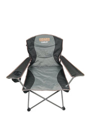 Wildtrak™ Varley Camp Chair with High-tensile Steel Frame, Cushioned Back Rest, Drink Holder, Weight Rated 136kg, Headrest Storage Pocket , Carry Bag with Shoulder Strap