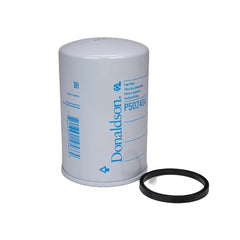 Donaldson fuel filter with a black rubber ring on a gray background