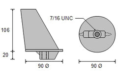 CDZ9-020 Mercury Tab Zinc Anode Long Leg