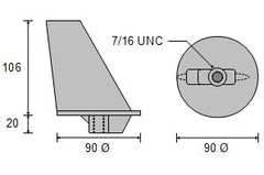 CDZ9-020 Mercury Tab Zinc Anode Long Leg
