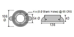 CDZ9-030 Volvo Penta Sail Drive Ring Zinc Anode