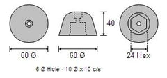 CDZ9-098 Vetus Bow Thruster Zinc Anode