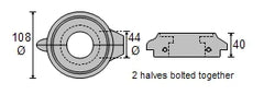CDZ9-175 Volvo Penta Split Sail Drive Ring Zinc Anode