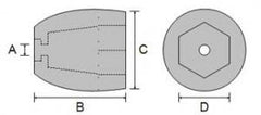 CDZPN-H 2″ Shaft Propeller Nut Zinc Anode