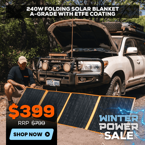 Wildtrak 240W Folding Solar Blanket A-Grade with ETFE Coating, Built in Stand, & Carry Bag