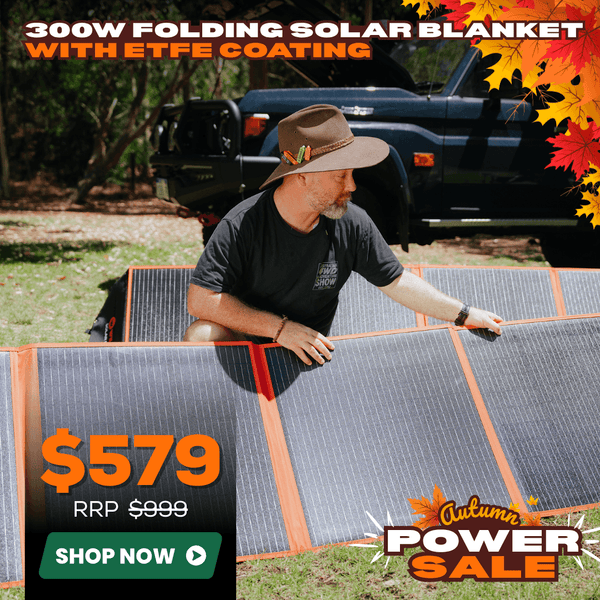 Wildtrak 300W Folding Solar Blanket A-Grade with ETFE Coating, Built in Stand, & Carry Bag